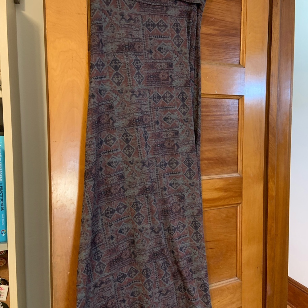 LuLaRoe Geometric Blue and Gray Maxi Skirt